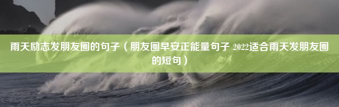 雨天励志发朋友圈的句子（朋友圈早安正能量句子 2022适合雨天发朋友圈的短句）