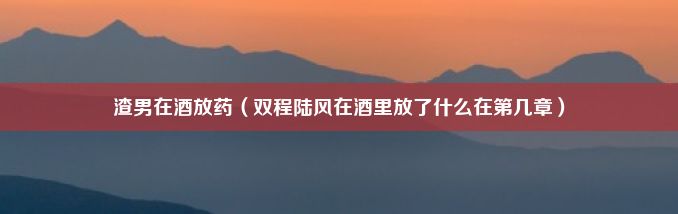 渣男在酒放药（双程陆风在酒里放了什么在第几章）