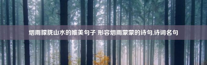 烟雨朦胧山水的唯美句子 形容烟雨蒙蒙的诗句,诗词名句