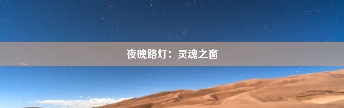 夜晚路灯：灵魂之窗