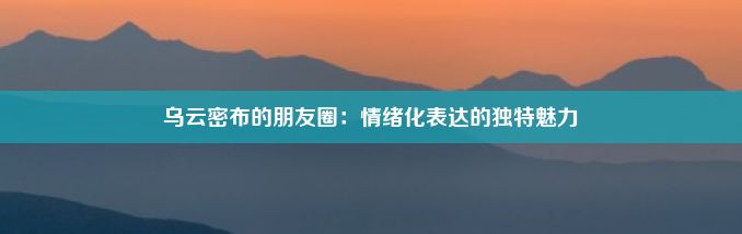 乌云密布的朋友圈：情绪化表达的独特魅力