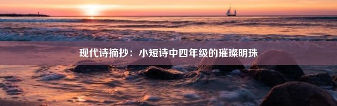 现代诗摘抄：小短诗中四年级的璀璨明珠