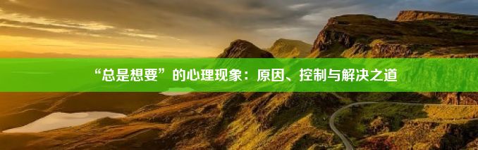 “总是想要”的心理现象：原因、控制与解决之道