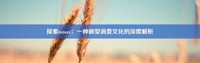 探索tomax：一种新型消费文化的深度解析