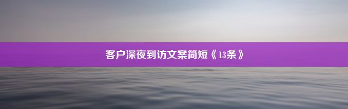 客户深夜到访文案简短《13条》