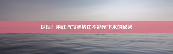 惊现！用红酒瓶塞堵住不能留下来的秘密