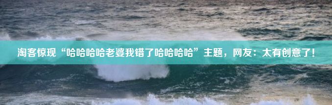 淘客惊现“哈哈哈哈老婆我错了哈哈哈哈”主题，网友：太有创意了！